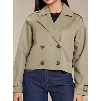 Dámský kabát Sinsay - Krátký trenčkot - tmavě zelená - 586DA-79X - 586DA-79X-XXL