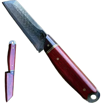 Kuchyňský nůž The Knife Brothers Damaškový lovecky nůž travel Santoku