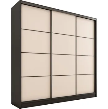 Šatní skříň Šatní skříň HARAZIA 180 bez zrcadla, se 4 šuplíky a 2 šatními tyčemi, černá/béžová +možnost VÝNOSU + vyzvednutí ZDARMA