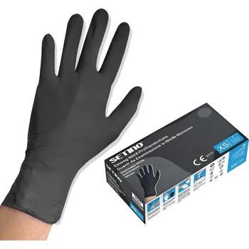 Vyšetřovací rukavice Vyšetřovací rukavice nitrilové bez pudru Setino černé, 100 ks L