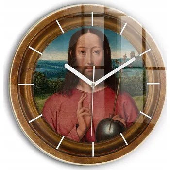 Hodiny Skleněné hodiny Sklo Tichý Bezhlučný Nástěnný Ježíš Požehnaný fi 30