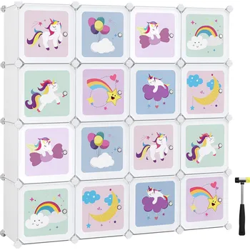 Dětská skříň Textilomanie Unicorn dětská modulární skříň 123 x 123 cm bílá
