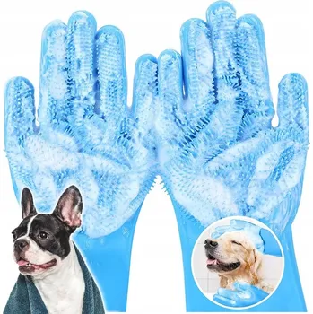 Rukavice Rukavice na mytí zvířat Reverse gumová modrá univerzální