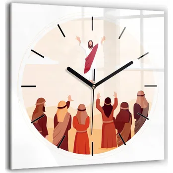Hodiny Moderní Nástěnné Hodiny s Náboženským Motivem - Ilustrace Krista 60x60 cm