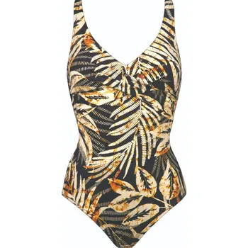 Dámské plavky Charmline - Seductive leaves plavky jednodílné jemně vyztužené black-ivory 44D 1160_642