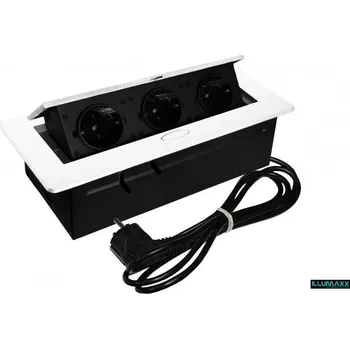 Elektrická zásuvka Výklopná elektrická zásuvka 3x230V vestavná bílá s kabelem 2,0m , oblé hrany ((výklopné zásuvkové moduly))