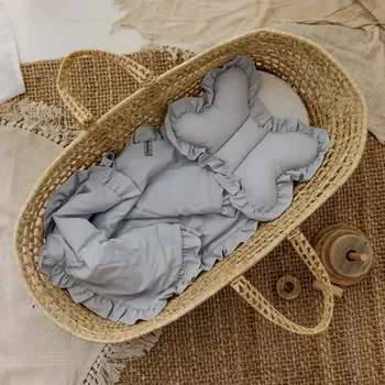 Povlečení Povlečení Do Kočárku Do Gondoly Sada 3v1 Komplet s Volánkem 100% Bavlna Šedá