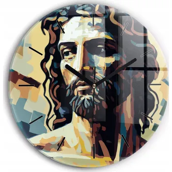 Hodiny Skleněné hodiny s motivem Tichý Klasické Nástěnné Ilustrace Ježíš Kristus