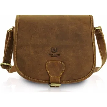 Kabelka Paolo Peruzzi Kožená dámská taška na rameno PAOLO PERUZZI; tmavě hnědá