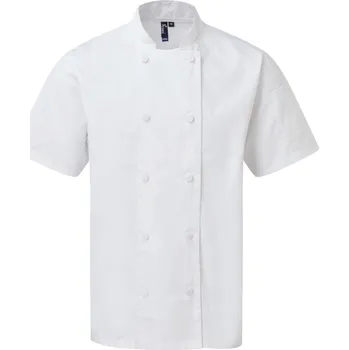 Premier Rondon Coolchecker PR 902, kuchařský, krátký rukáv, unisex COT39090200113-white 3XL Bílá