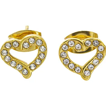 Náušnice BRUNOshop.cz Náušnice SRDÍČKO s kamínky GOLD