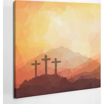 Obraz Obraz Canvas do Ložnice Dekorace Velikonoce Kříž Ježíš Náboženské 50x50 cm