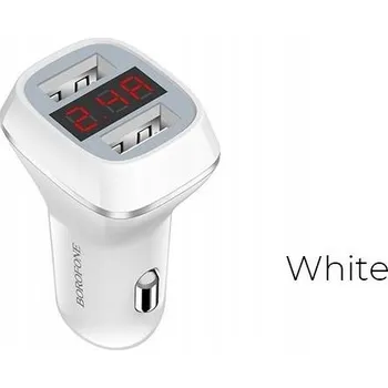 Borofone 2x USB nabíječka Automobilová s LCD displejem bílá
