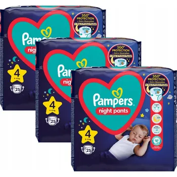 Plenkové kalhoty Plenkové Kalhotky Pampers Night velikost 4 75 ks