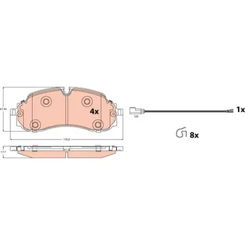 Brzdová destička Sada brzdových destiček, kotoučová brzda TRW GDB2609
