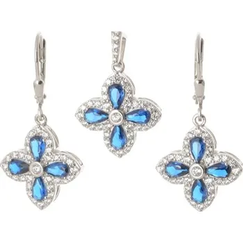 Souprava šperků Stříbrná souprava přívěšku a naušnic čtyřlístky STRS0423F + dárek zdarma