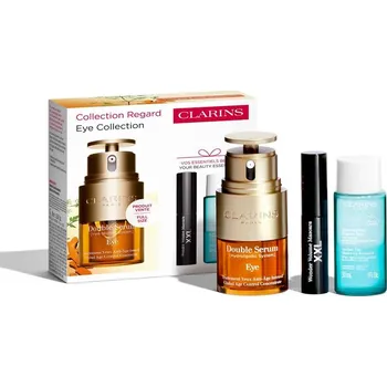 Pleťové sérum Clarins Double Serum Clarins Double Serum Eye protivráskové sérum na oční okolí s vyživujícím účinkem 20 ml + Clarins Wonder Volume Mascara XXL řasenka pro maximální objem 3 ml + Clarins Cleansing Instant Eye Make-Up Remover dvoufázový odličovač očního ma