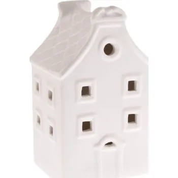 Vánoční dekorace Domek keramický LED 11cm, bílý