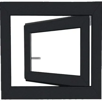 Okno Bravo Okno plastové bílé/antracit 7016, OS1 90x60 L, 2sklo, 4kom/60mm (vč.kliky)