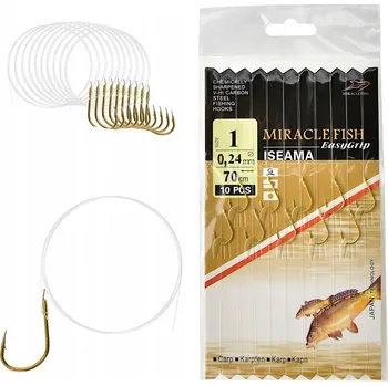Rybářský háček Háčky pro lov ze dna, na plavanou, s návazcem, s protihrotem Miracle Fish ISEAMA, vázaný rýč/protihrot r 1 10 ks