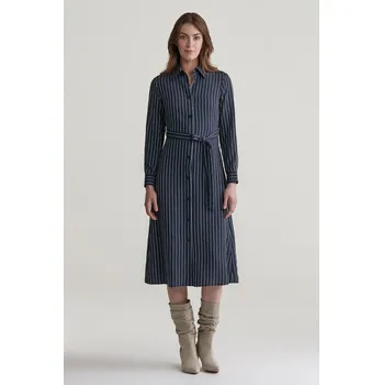 Dámské šaty ŠATY GANT SLIM PINSTRIPED SHIRT DRESS EVENING BLUE