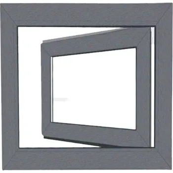 Okno Bravo Okno plastové bílé/šedé 9006, OS1 90x60 L, 2sklo, 4kom/60mm (vč.kliky)