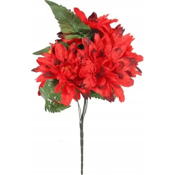 umělá květina Dekorace Umělé Květiny Jiřiny Červená s Listy Kapradí do Obývacího Pokoje