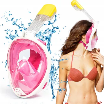 Potápěčská maska Potápěčské Brýle Be-active celoobličejová dětská růžová s trubičkou S/M