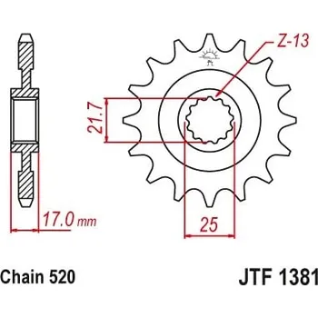 Řetězová sada pro motocykl Řetězové kolečko JT JTF 1381-15 15 zubů, 520 HONDA CB 500 X 2013-2020