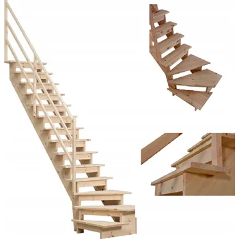 Schodiště KORNIK Borovice Dřevěné točité schody vpravo 80 x 300 cm