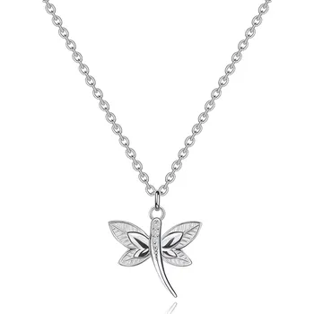 Náhrdelník Náhrdelník ze stříbra 925 - vážka, hladká a vroubkovaná křídla, zirkony