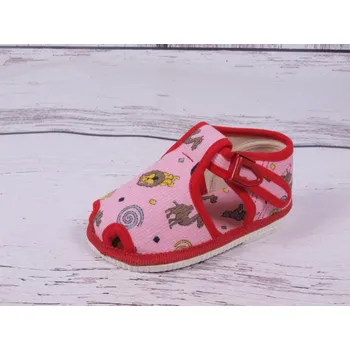 Dívčí bačkory Bačkůrky papučky HP Čechtín 505 růžové s lvíčky a slony velikost: 23