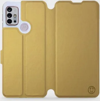 Pouzdro na mobilní telefon Flipové pouzdro Mobiwear - Motorola Moto G10 - Zlatavé a šedé (Knížkové flip pouzdro, obal, kryt na mobil Motorola Moto G10 - Zlatavé a šedé, materiál Umělá kůže + TPU - ochrana 360°, stojánek, silikonová vanička, magnetické zavírání)