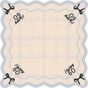 Papírový ubrousek Papírové ubrousky krémové s mašlí Happy 60, 12 ks