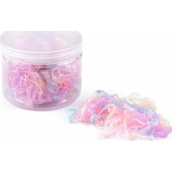 Malé gumičky do vlasů v dóze 500ks - Pastelový MIX