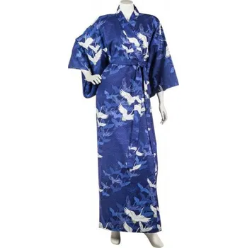 Dámský župan Japonské dámské kimono Yukata se vzorem Jeřábů dlouhé