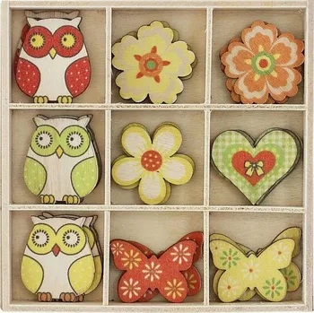 Výtvarná sada Výtvarná sada dekorativní scrapbooking reliéfní decoupage Argo motýli sovy květiny dřevěné k dekorování 1 ks