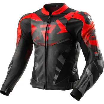 Moto bunda Kožená bunda na motorku Rebelhorn Inferno černo-fluo červená 60