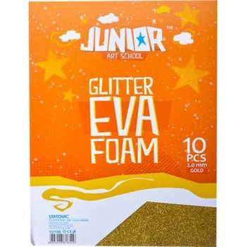 Dekorační pěna A4 EVA 10 ks zlatá tloušťka 2,0 mm glitter
