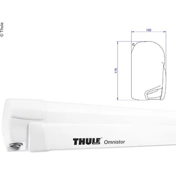 Markýza Markýza 8000 5,00x2,75 pouzdro bílé s motorem 220V látka hladká světle šedá