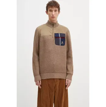 Pánský svetr Vlněný svetr Baracuta Barbour x Baracut Miller Half Zip Knit BRMAG0192 béžová 08X, vel. L