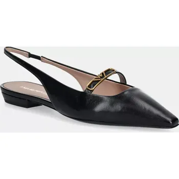 Dámské baleríny Kožené baleríny Emporio Armani černá barva, s odkrytou patou, X3D301 XF271 00002 X3D301.XF271.00002 99X, EUR 36