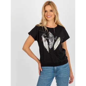 Dámské tričko Černé triko s potiskem RV-BZ-8921.66-black Velikost: S/M
