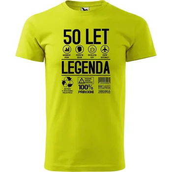 Pánské oblečení Pánské tričko s potiskem 50 let legenda se symboly Velikost: 2XL, Barva trička: Limetková