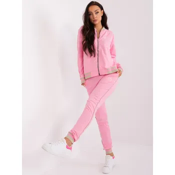 Růžová tepláková souprava na zip RV-KMPL-7785.91P-pink Velikost: S/M