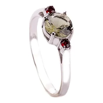 Prsten granát - stříbrný prsten (3085V) Velikost: 57, povrchová úprava: zlacené