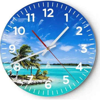 Hodiny Kuchyňské nástěnné hodiny 30x30 Krajina Moderní Skleněné hodiny do obýváku Tiché