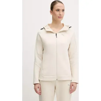 Dámská mikina Mikina Puma dámská, béžová barva, s kapucí, hladká, 685050 01X, vel. S