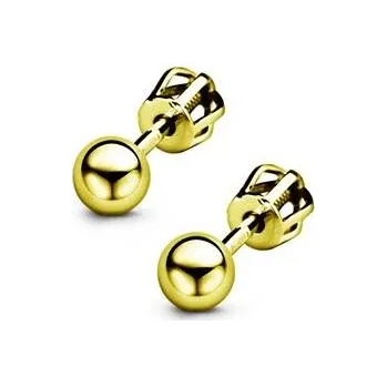 Náušnice Stříbrné náušnice -pozlacené malé kuličky 4 mm