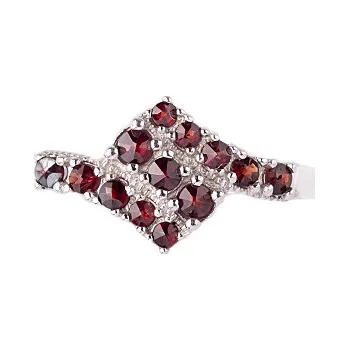 Prsten granát - stříbrný prsten (3141) Velikost: 61, povrchová úprava: zlacené